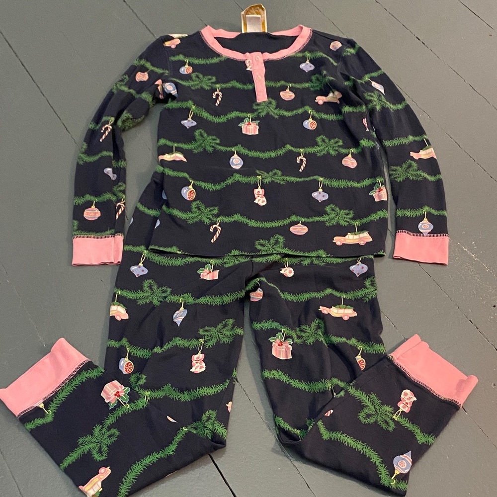 Festive Kids Pajamas - Navy and Pink
